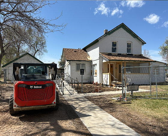 Exterior of the Eaton House during restoration.