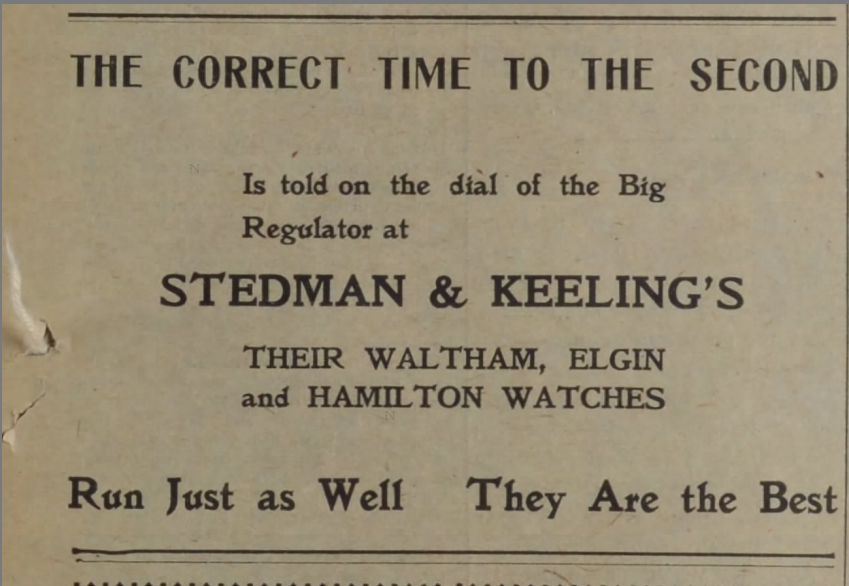 Clock advertisement in the Windsor Beacon, September 24, 1904