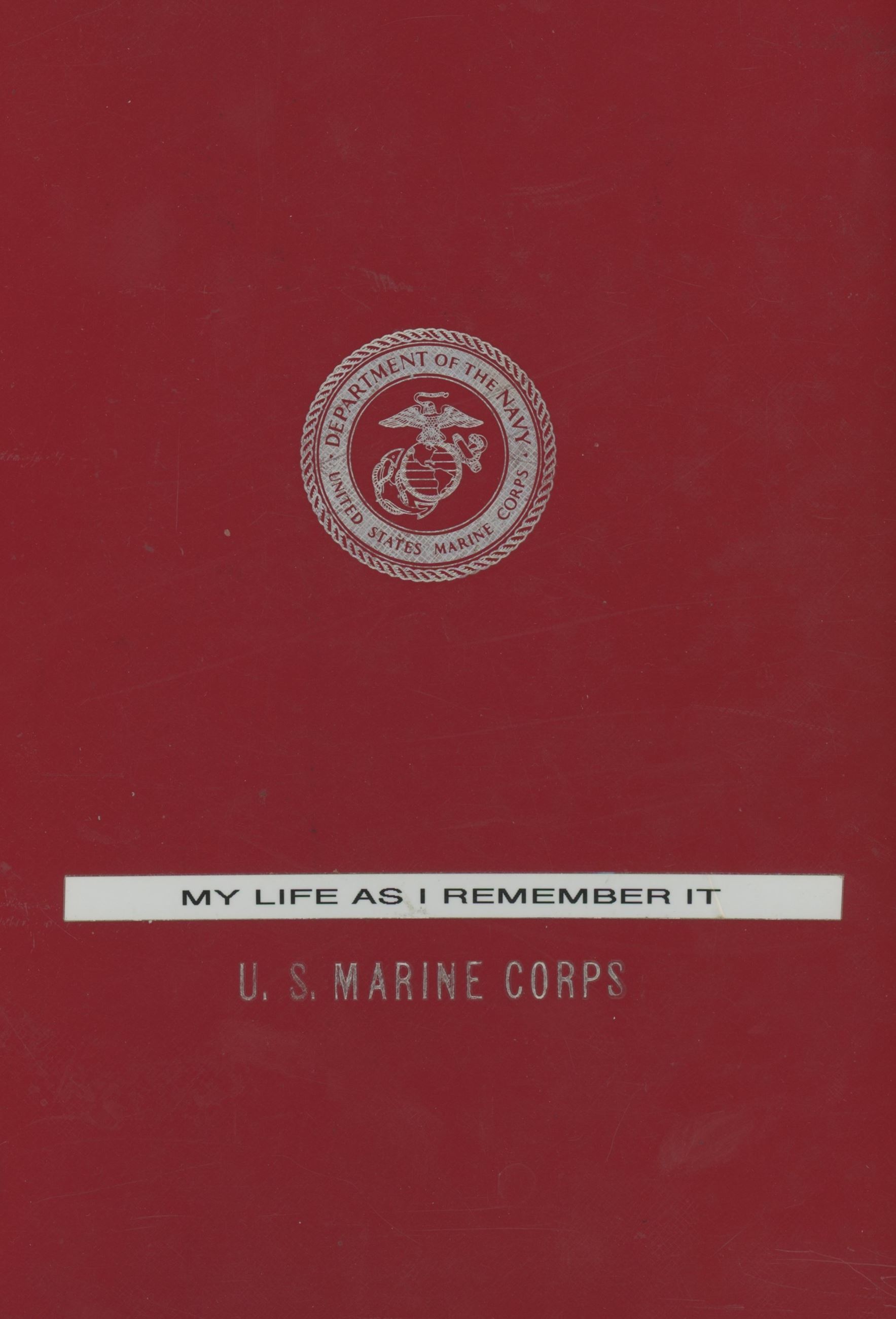 Cover of a manuscript with the U.S. Marine emblem titled \